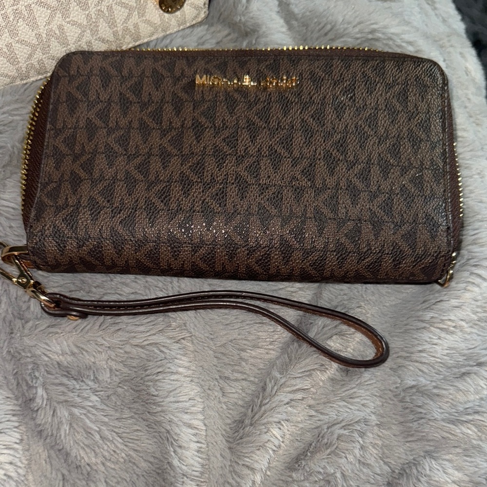 Michael Kors Brown Wristlet Wallet